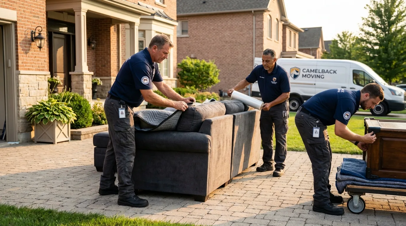 Large estate moving crew wrapping furniture in Florala, AL